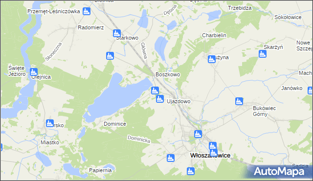 mapa Boszkowo-Letnisko, Boszkowo-Letnisko na mapie Targeo