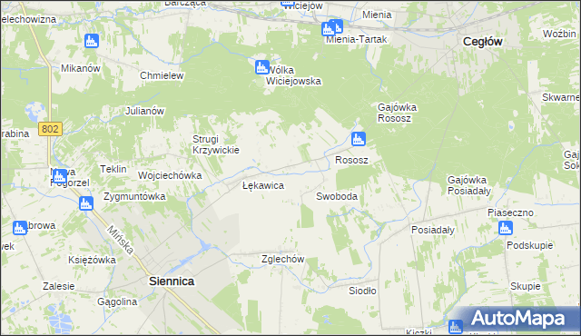 mapa Boża Wola gmina Siennica, Boża Wola gmina Siennica na mapie Targeo