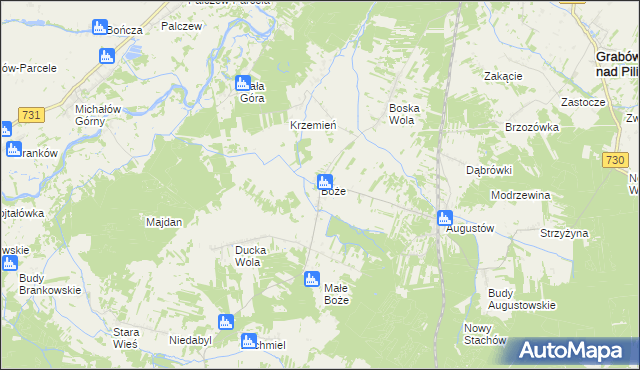 mapa Boże gmina Stromiec, Boże gmina Stromiec na mapie Targeo