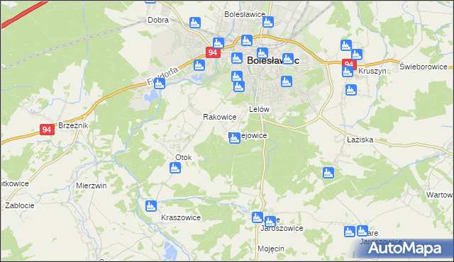 mapa Bożejowice, Bożejowice na mapie Targeo