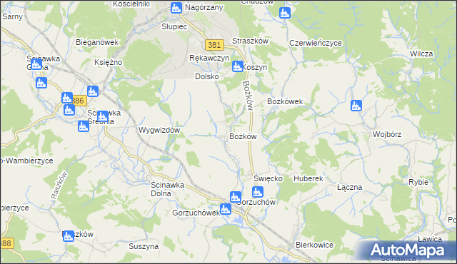 mapa Bożków, Bożków na mapie Targeo