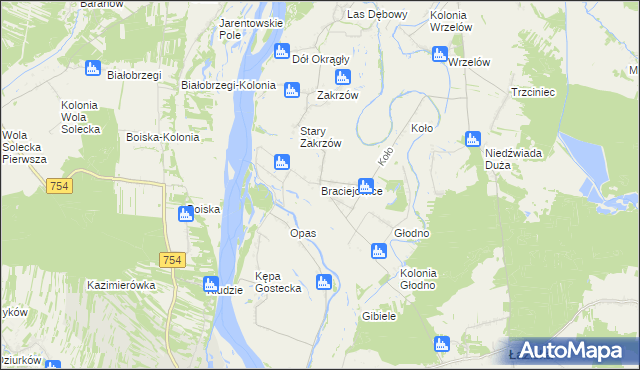 mapa Braciejowice, Braciejowice na mapie Targeo