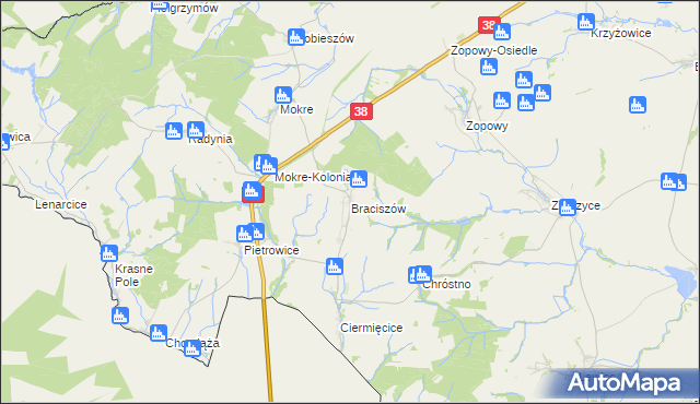 mapa Braciszów, Braciszów na mapie Targeo