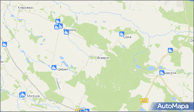 mapa Bralęcin, Bralęcin na mapie Targeo