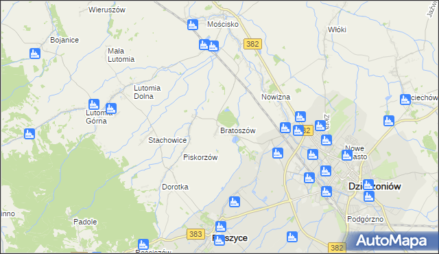 mapa Bratoszów, Bratoszów na mapie Targeo