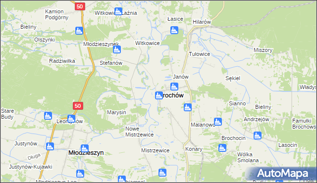 mapa Brochów powiat sochaczewski, Brochów powiat sochaczewski na mapie Targeo