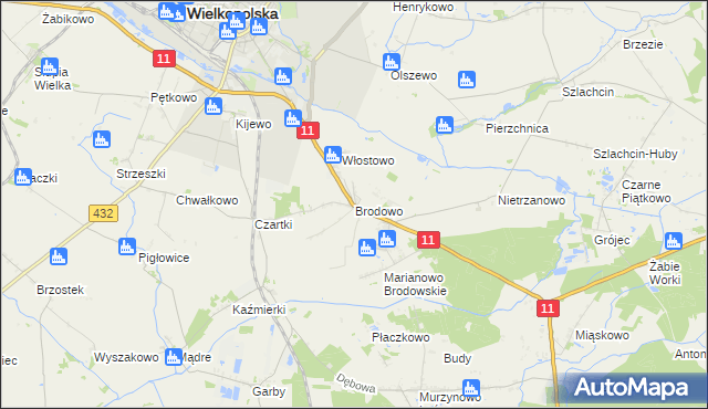 mapa Brodowo gmina Środa Wielkopolska, Brodowo gmina Środa Wielkopolska na mapie Targeo