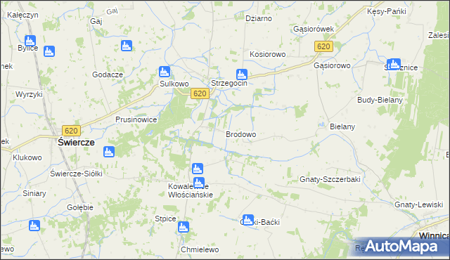 mapa Brodowo gmina Świercze, Brodowo gmina Świercze na mapie Targeo