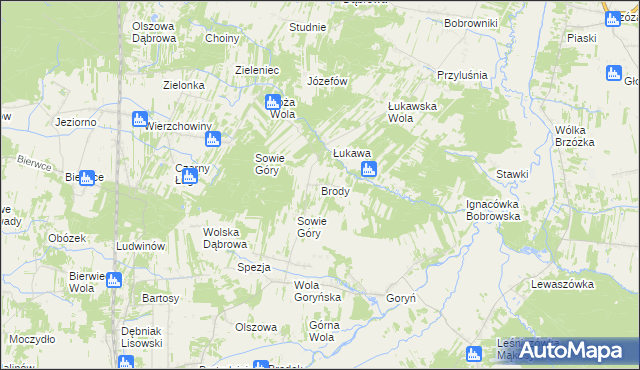 mapa Brody gmina Jastrzębia, Brody gmina Jastrzębia na mapie Targeo