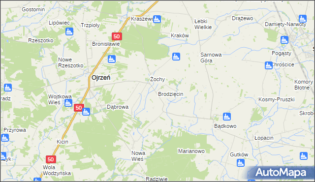 mapa Brodzięcin, Brodzięcin na mapie Targeo