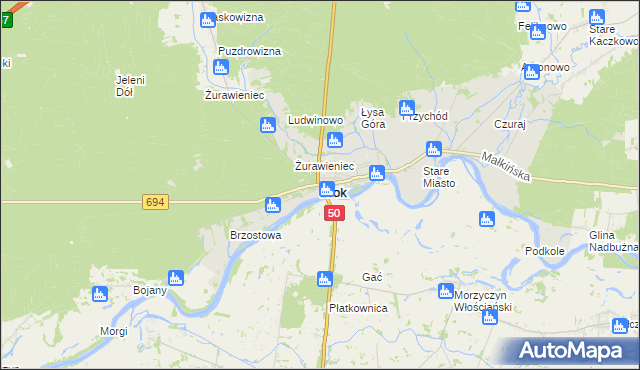 mapa Brok powiat ostrowski, Brok powiat ostrowski na mapie Targeo