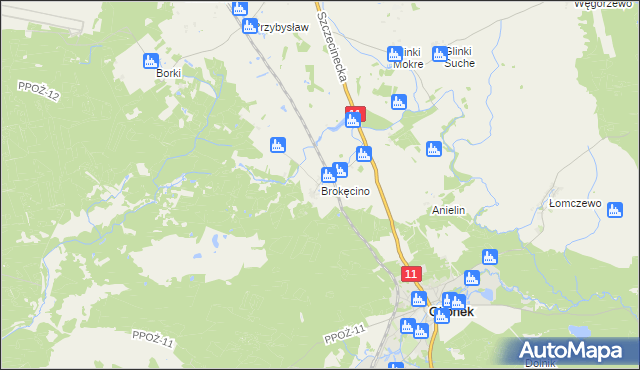 mapa Brokęcino, Brokęcino na mapie Targeo