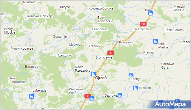 mapa Bronisławie, Bronisławie na mapie Targeo