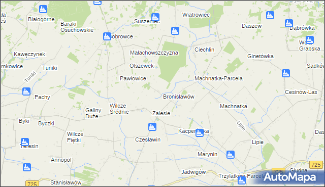 mapa Bronisławów gmina Błędów, Bronisławów gmina Błędów na mapie Targeo