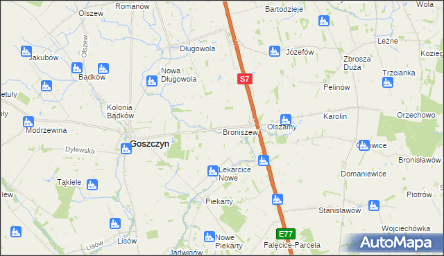 mapa Broniszew, Broniszew na mapie Targeo