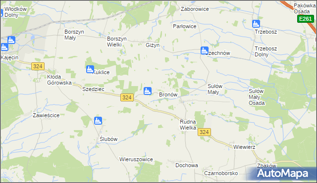 mapa Bronów gmina Góra, Bronów gmina Góra na mapie Targeo