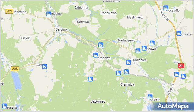 mapa Bronowo gmina Kępice, Bronowo gmina Kępice na mapie Targeo