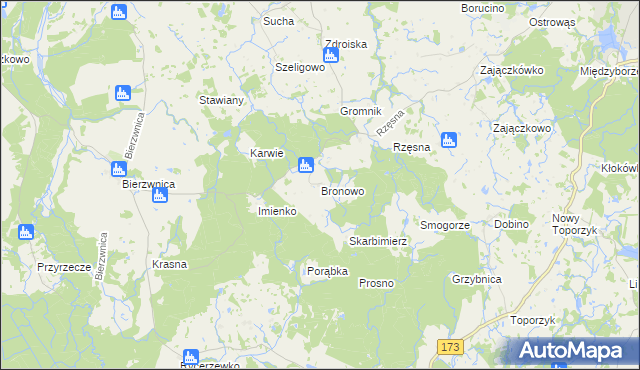 mapa Bronowo gmina Połczyn-Zdrój, Bronowo gmina Połczyn-Zdrój na mapie Targeo