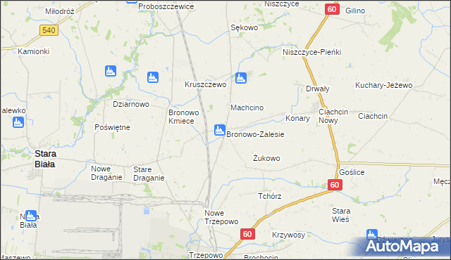 mapa Bronowo-Zalesie, Bronowo-Zalesie na mapie Targeo