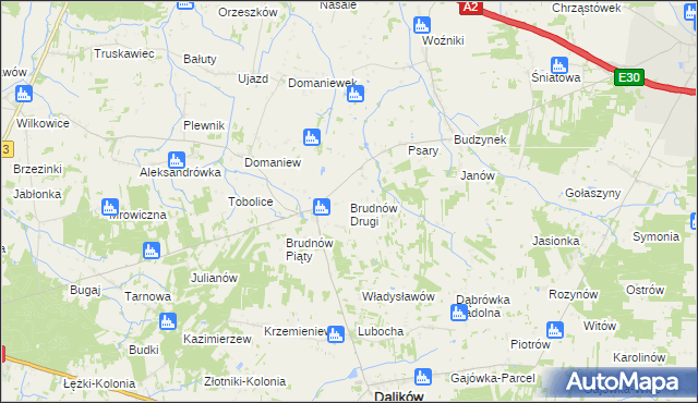 mapa Brudnów Drugi, Brudnów Drugi na mapie Targeo