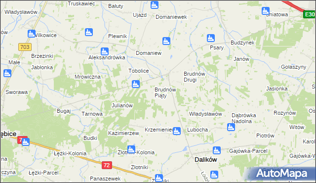 mapa Brudnów Stary, Brudnów Stary na mapie Targeo