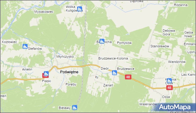 mapa Brudzewice-Kolonia, Brudzewice-Kolonia na mapie Targeo