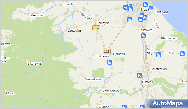 mapa Brudzewo gmina Puck, Brudzewo gmina Puck na mapie Targeo