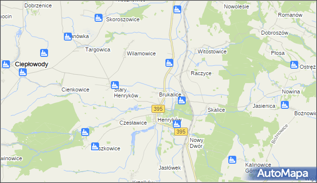 mapa Brukalice, Brukalice na mapie Targeo