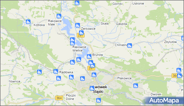 mapa Brunów gmina Lwówek Śląski, Brunów gmina Lwówek Śląski na mapie Targeo