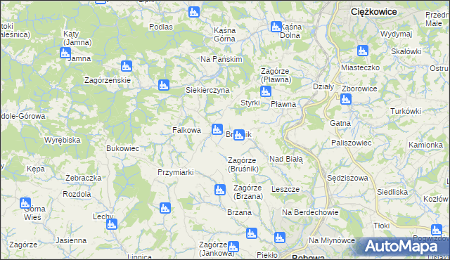 mapa Bruśnik, Bruśnik na mapie Targeo