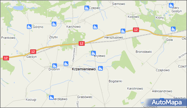 mapa Brylewo gmina Krzemieniewo, Brylewo gmina Krzemieniewo na mapie Targeo