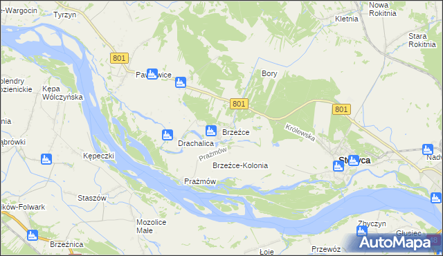 mapa Brzeźce gmina Stężyca, Brzeźce gmina Stężyca na mapie Targeo