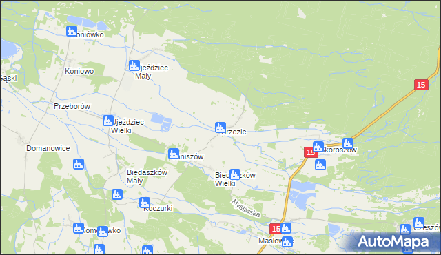 mapa Brzezie gmina Trzebnica, Brzezie gmina Trzebnica na mapie Targeo