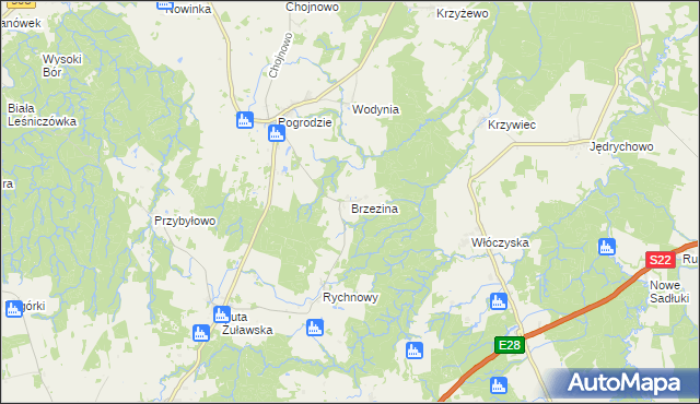 mapa Brzezina gmina Tolkmicko, Brzezina gmina Tolkmicko na mapie Targeo