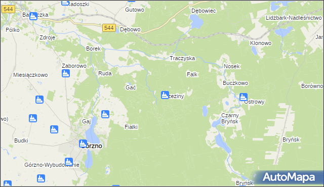 mapa Brzeziny gmina Górzno, Brzeziny gmina Górzno na mapie Targeo