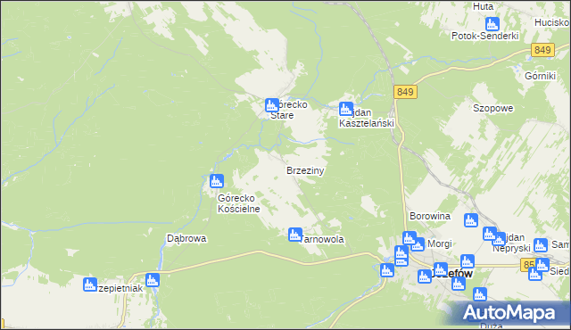 mapa Brzeziny gmina Józefów, Brzeziny gmina Józefów na mapie Targeo