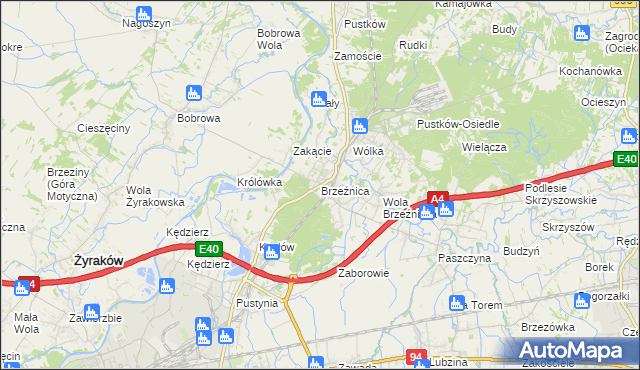 mapa Brzeźnica gmina Dębica, Brzeźnica gmina Dębica na mapie Targeo