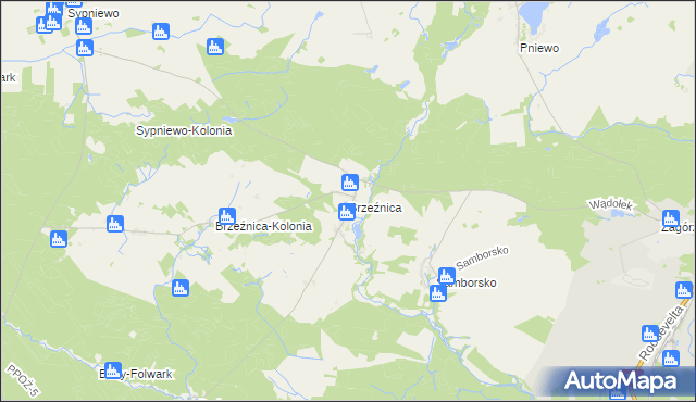 mapa Brzeźnica gmina Jastrowie, Brzeźnica gmina Jastrowie na mapie Targeo
