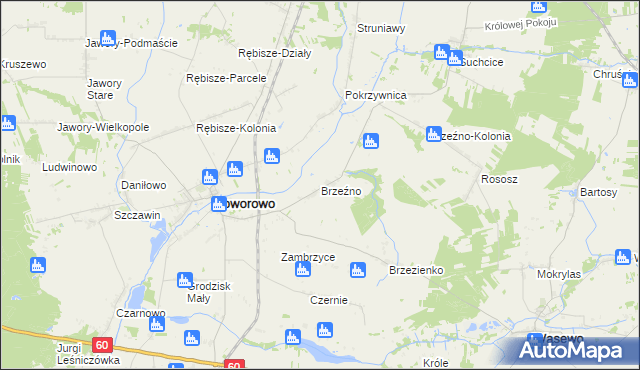 mapa Brzeźno gmina Goworowo, Brzeźno gmina Goworowo na mapie Targeo