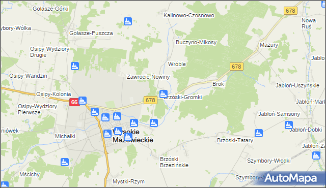 mapa Brzóski-Gromki, Brzóski-Gromki na mapie Targeo