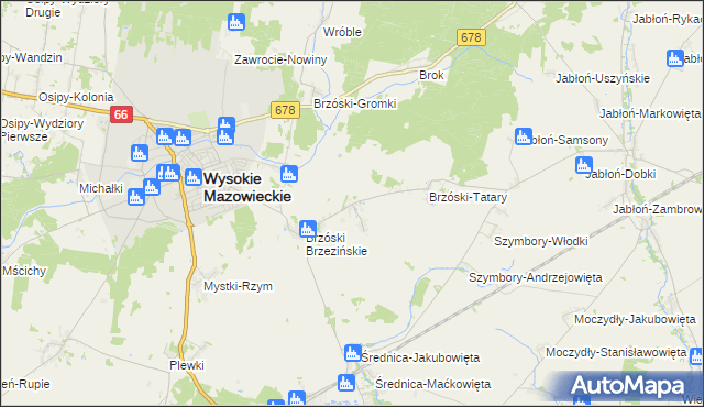 mapa Brzóski Stare, Brzóski Stare na mapie Targeo