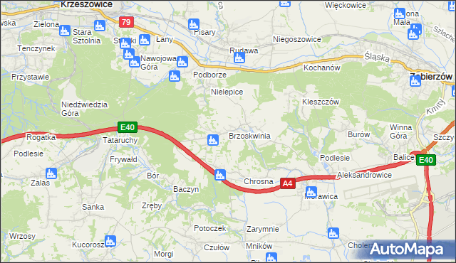 mapa Brzoskwinia, Brzoskwinia na mapie Targeo