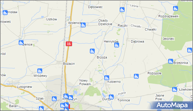 mapa Brzoza gmina Krotoszyn, Brzoza gmina Krotoszyn na mapie Targeo