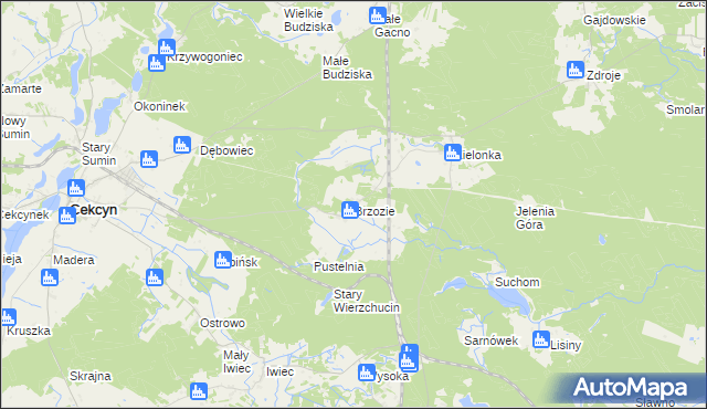 mapa Brzozie gmina Cekcyn, Brzozie gmina Cekcyn na mapie Targeo