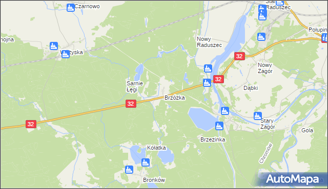 mapa Brzózka gmina Krosno Odrzańskie, Brzózka gmina Krosno Odrzańskie na mapie Targeo