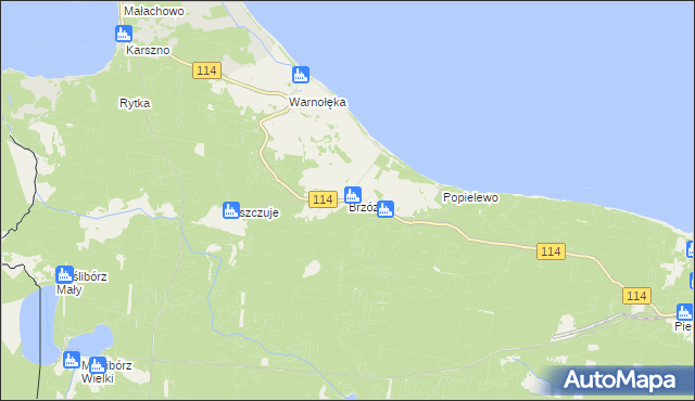 mapa Brzózki gmina Nowe Warpno, Brzózki gmina Nowe Warpno na mapie Targeo