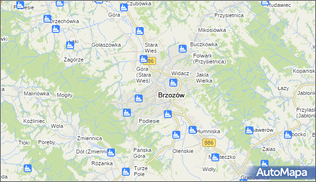 mapa Brzozów, Brzozów na mapie Targeo