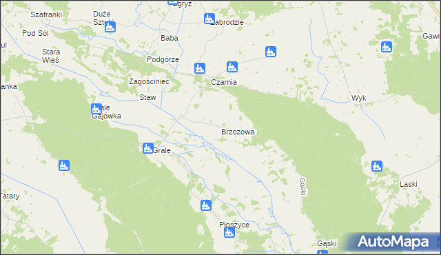 mapa Brzozowa gmina Kadzidło, Brzozowa gmina Kadzidło na mapie Targeo