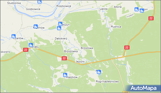 mapa Brzozowa gmina Krzeszyce, Brzozowa gmina Krzeszyce na mapie Targeo