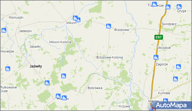 mapa Brzozowa-Kolonia, Brzozowa-Kolonia na mapie Targeo